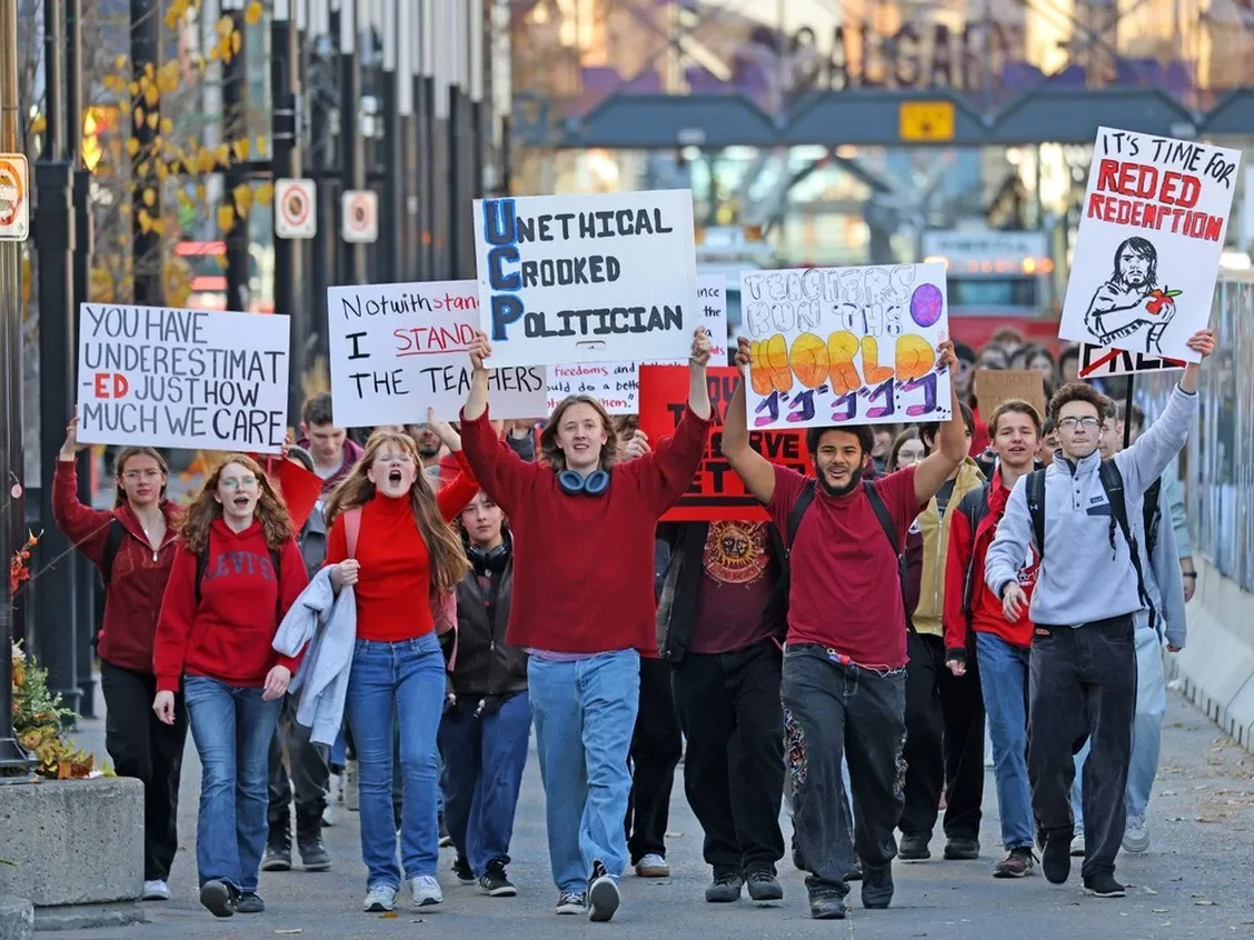 Alberta Students Walk Out to Support Teachers After Government Breaks Strike