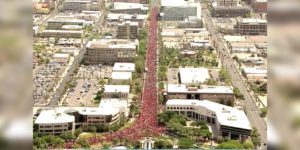 Aerial View of Arizona Teachers' Strike from FOX 10