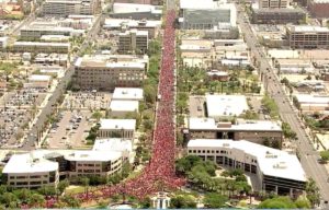 Aerial View of Arizona Teachers' Strike from FOX 10