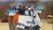 Steelworkers celebrate winning 697-to-435 in a vote at two rural Georgia plants making electric school buses (Steelworkers)